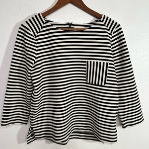 Madewell Black and White Striped Top Zipper in Back Size Large